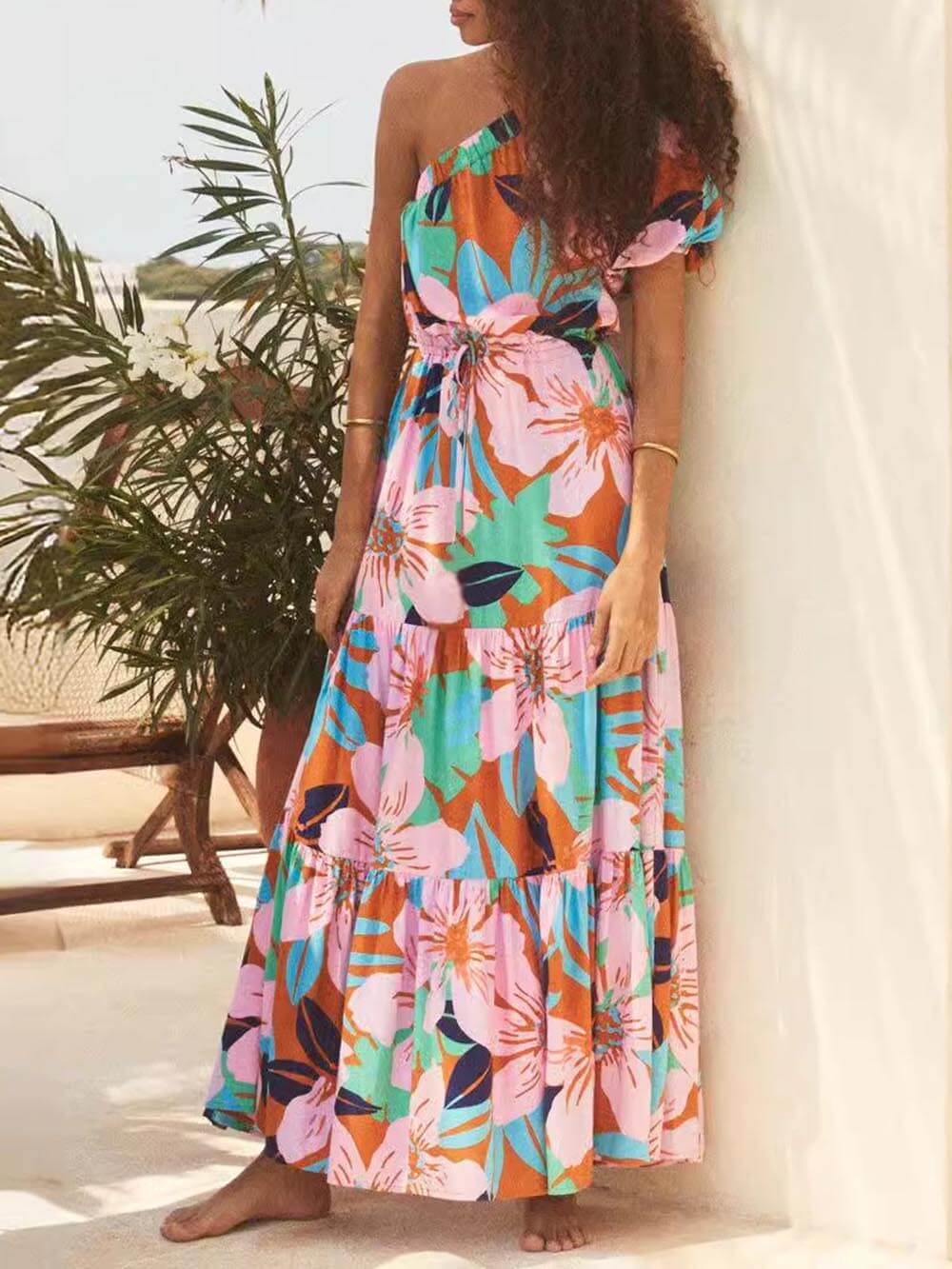 Jurk met bloemenprint Off-shoulder Palm
