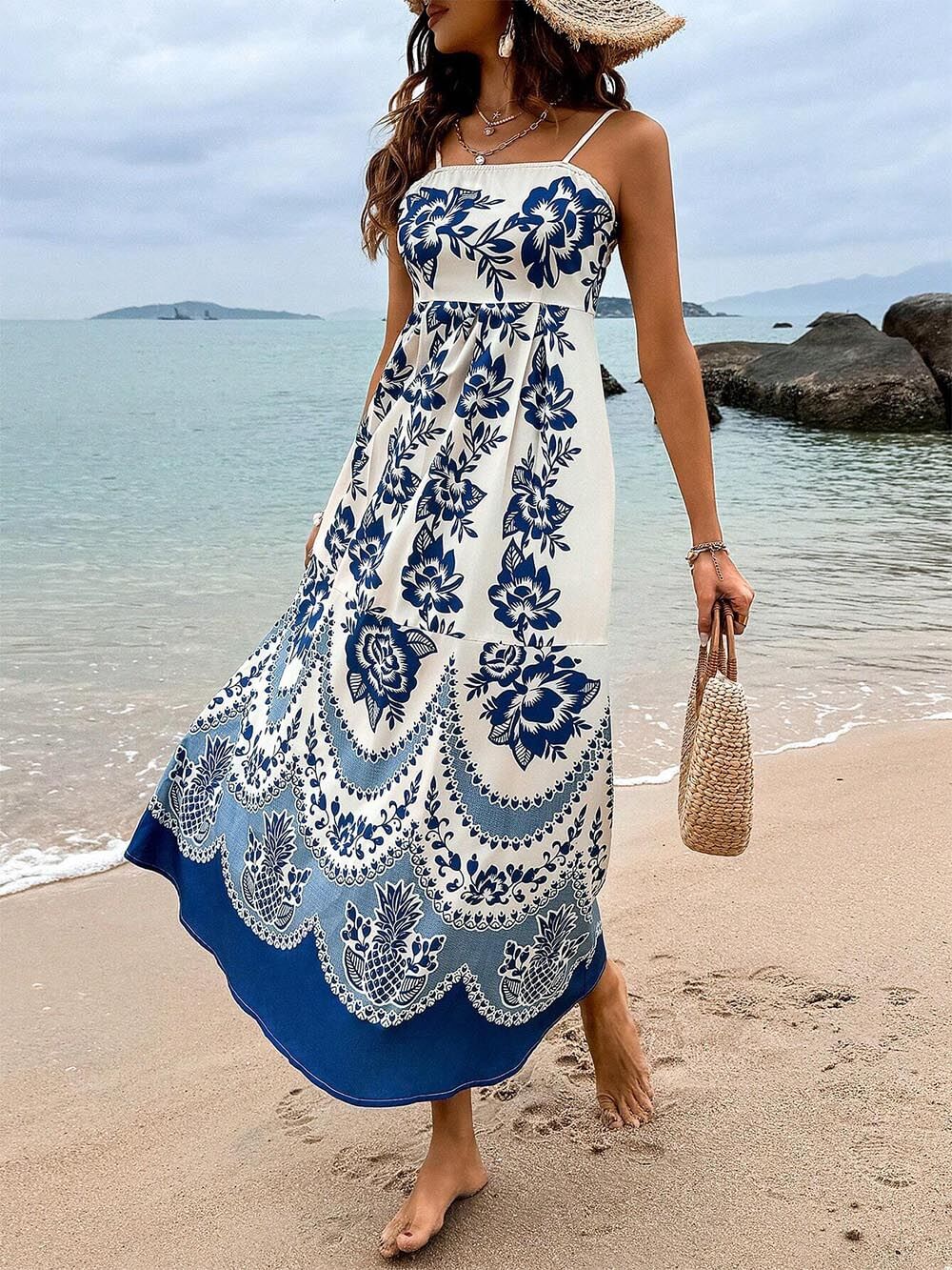 Midi-jurk met bloemenprint Ethnic