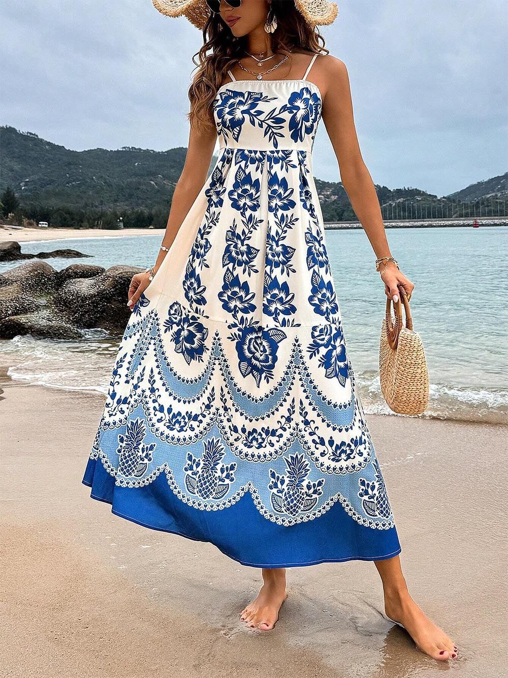 Midi-jurk met bloemenprint Ethnic