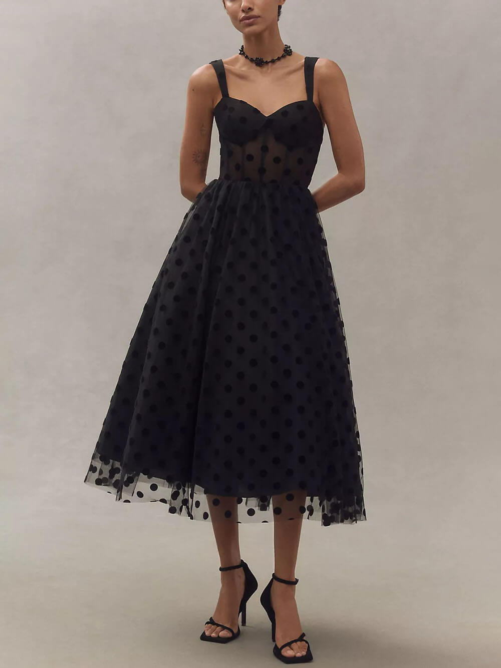 Midi-jurk met stippen en A-lijn Exquisite Perfect