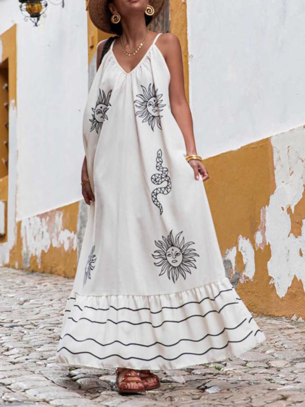 V-halstrui met print en V-hals Unique Ethnic