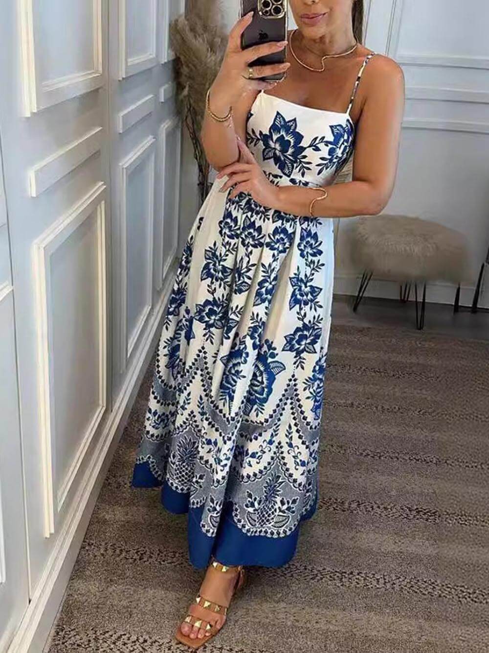 Midi-jurk met bloemenprint Ethnic