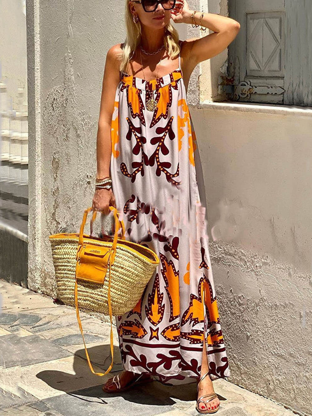 Maxi-jurk met print Loose Ethnic