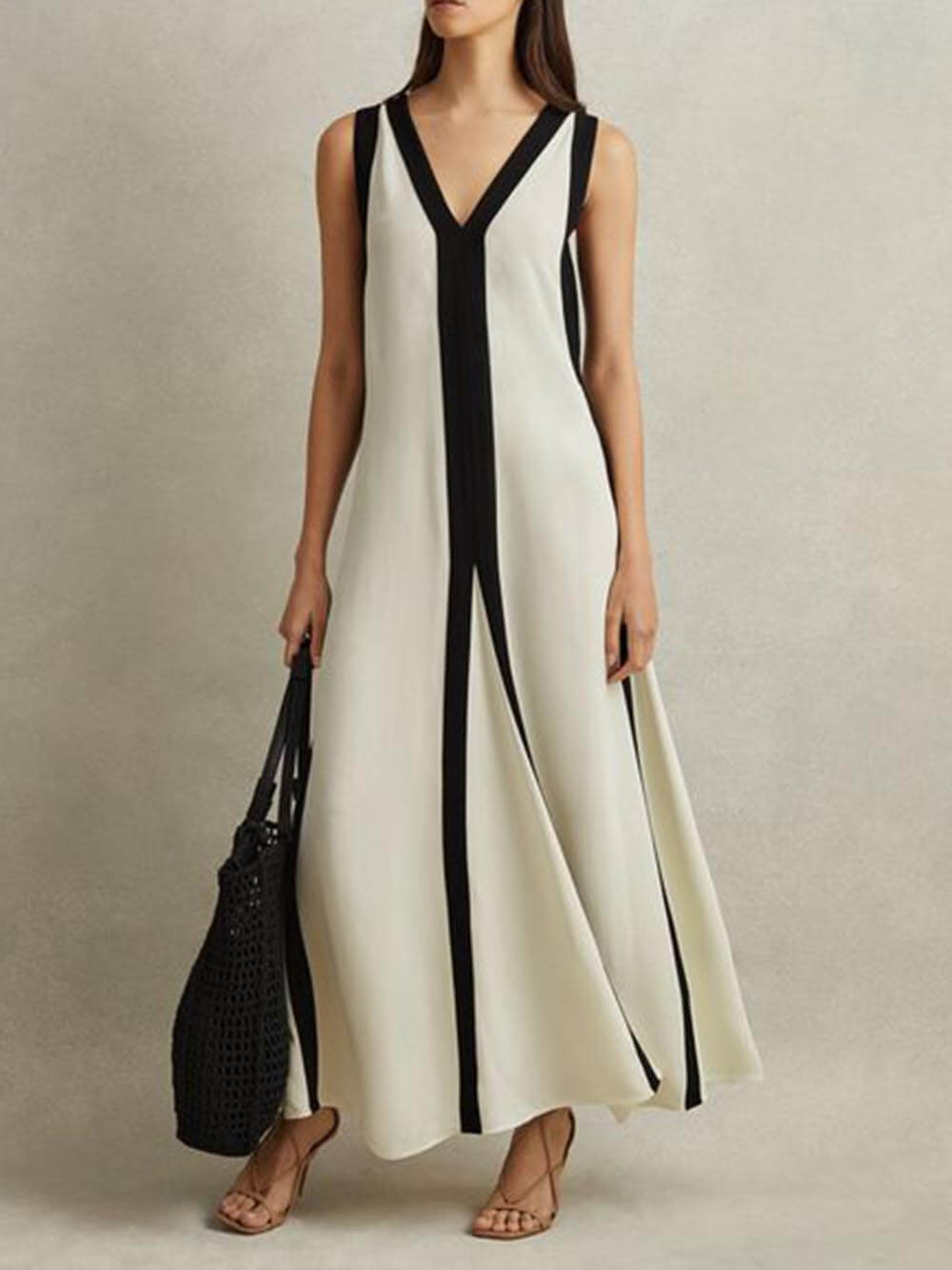 Omkeerbare maxi-jurk met A-lijn Colorblock