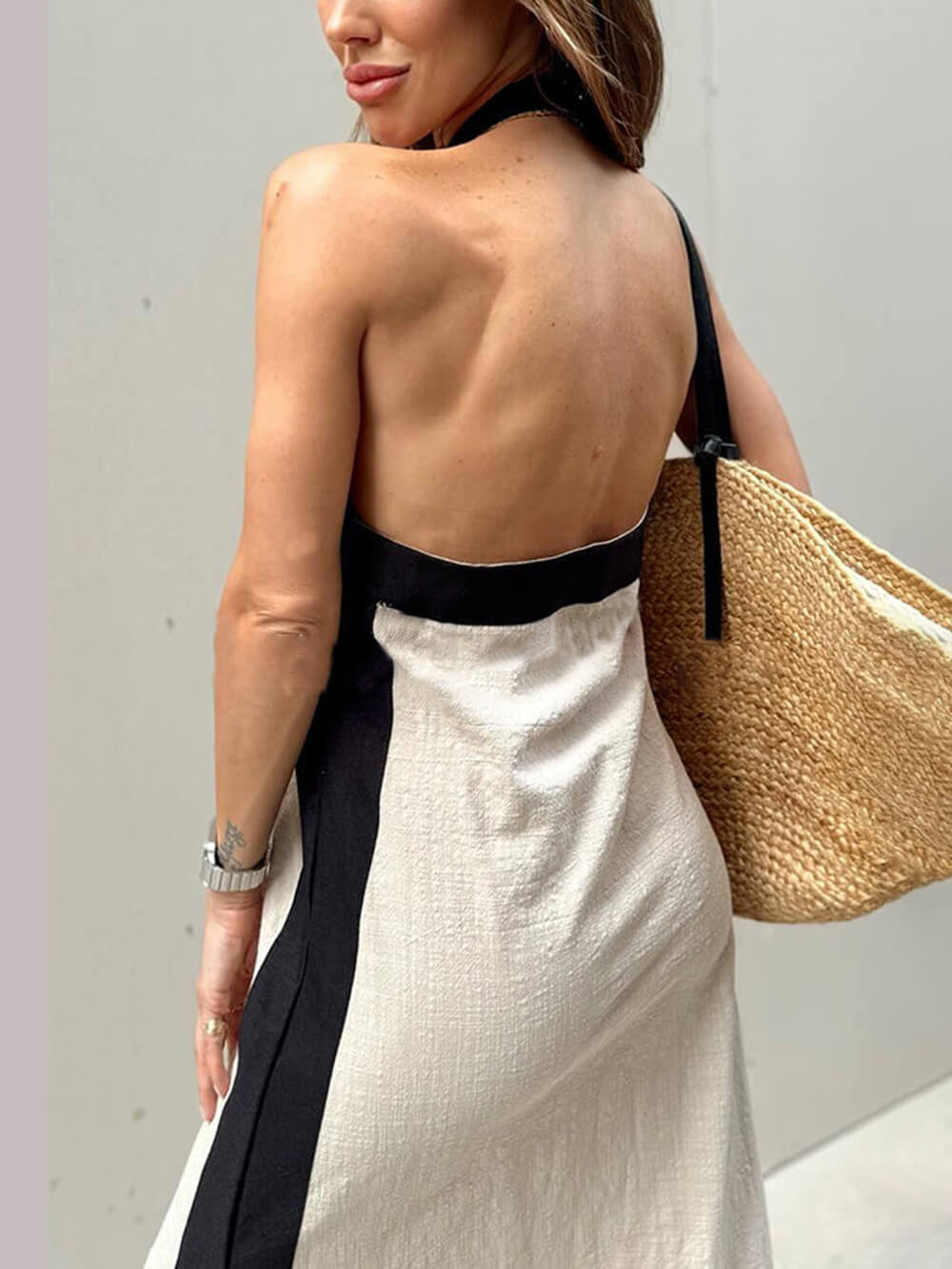 Maxi-jurk met halterhals