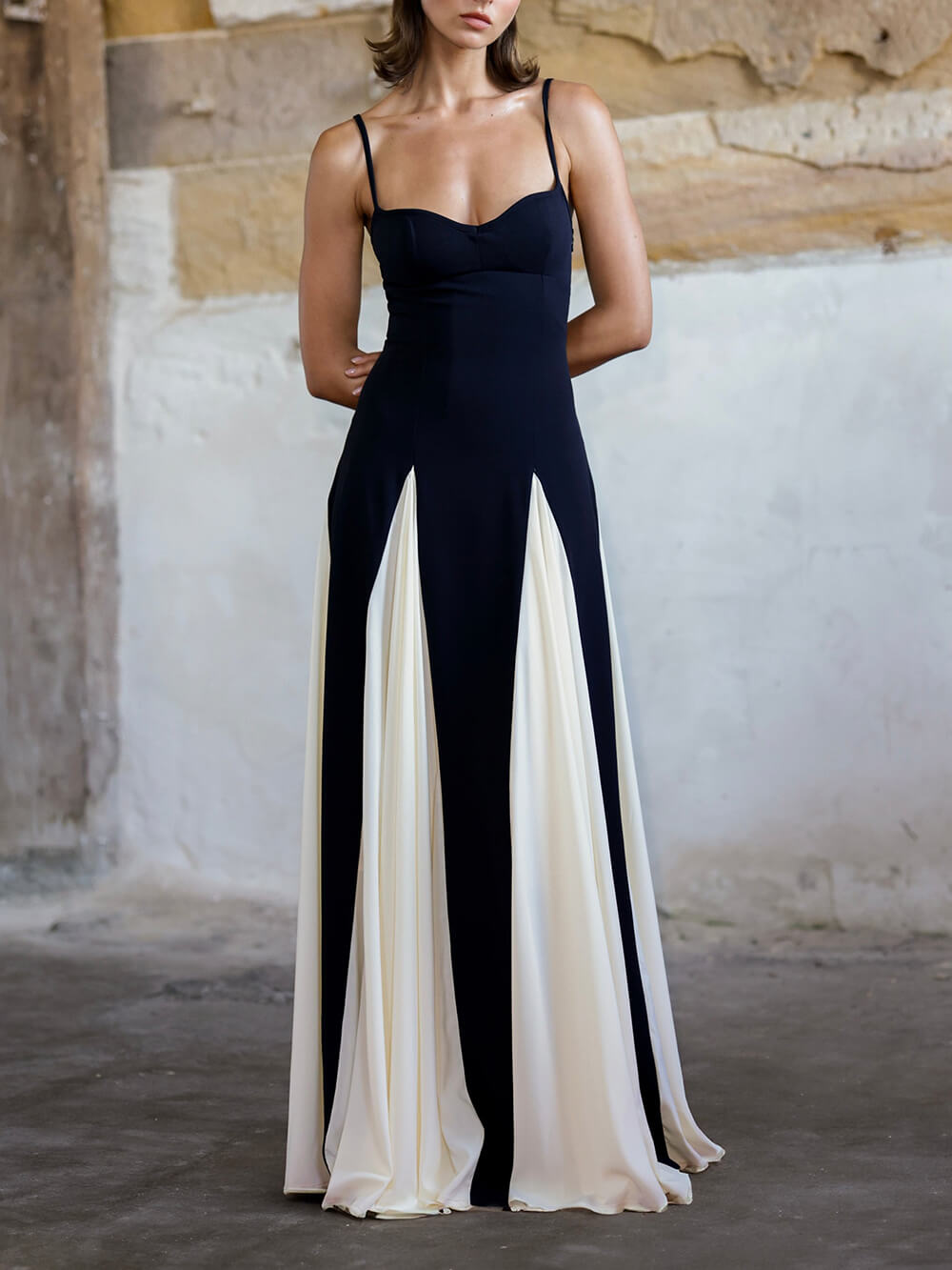 Lange slipdress met A-lijn Elegance Panelled