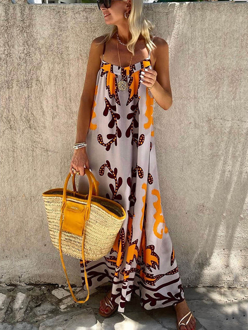 Maxi-jurk met print Loose Ethnic