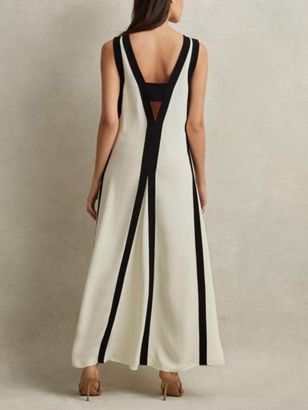 Omkeerbare maxi-jurk met A-lijn Colorblock