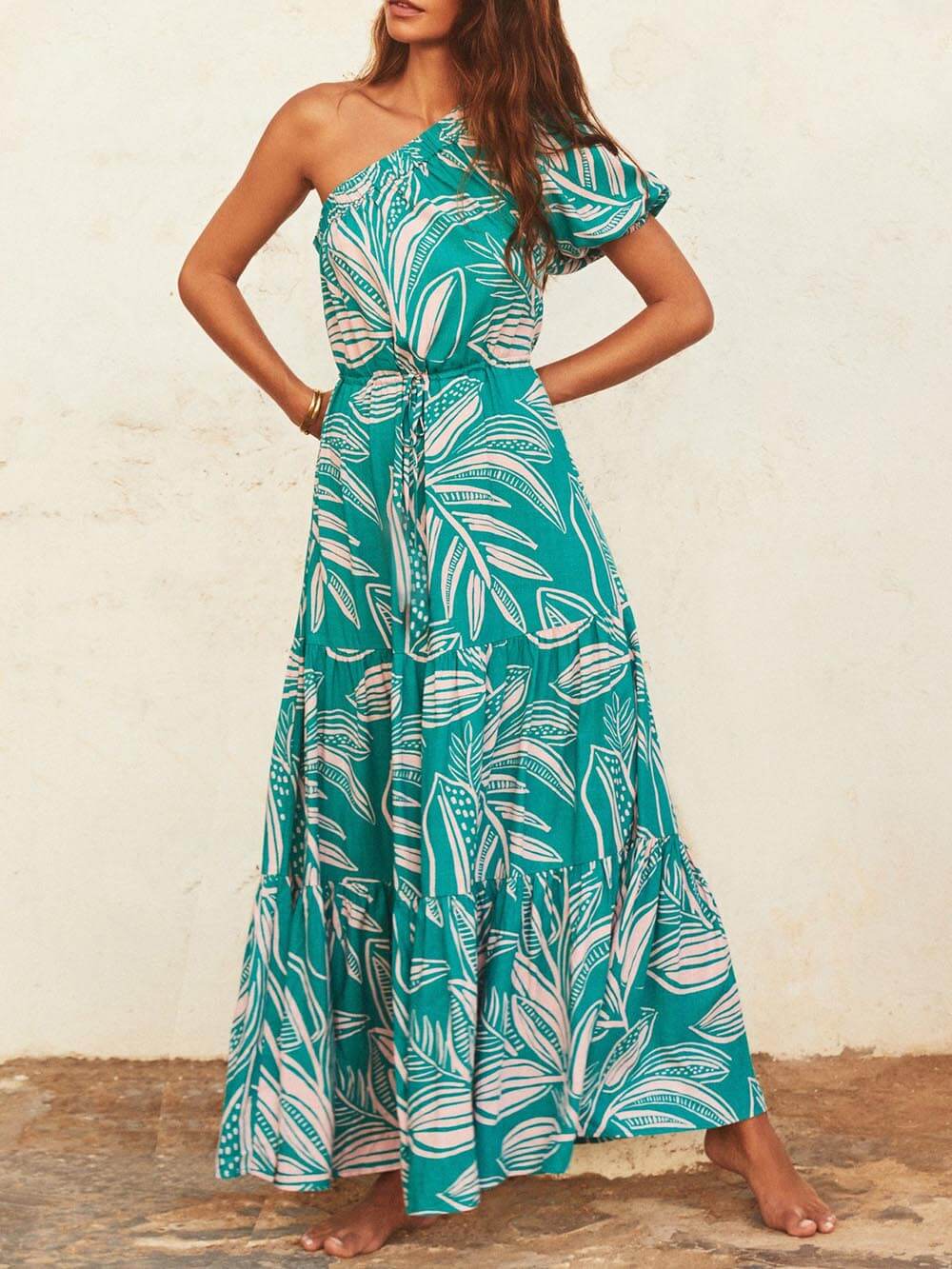 Jurk met bloemenprint Off-shoulder Palm