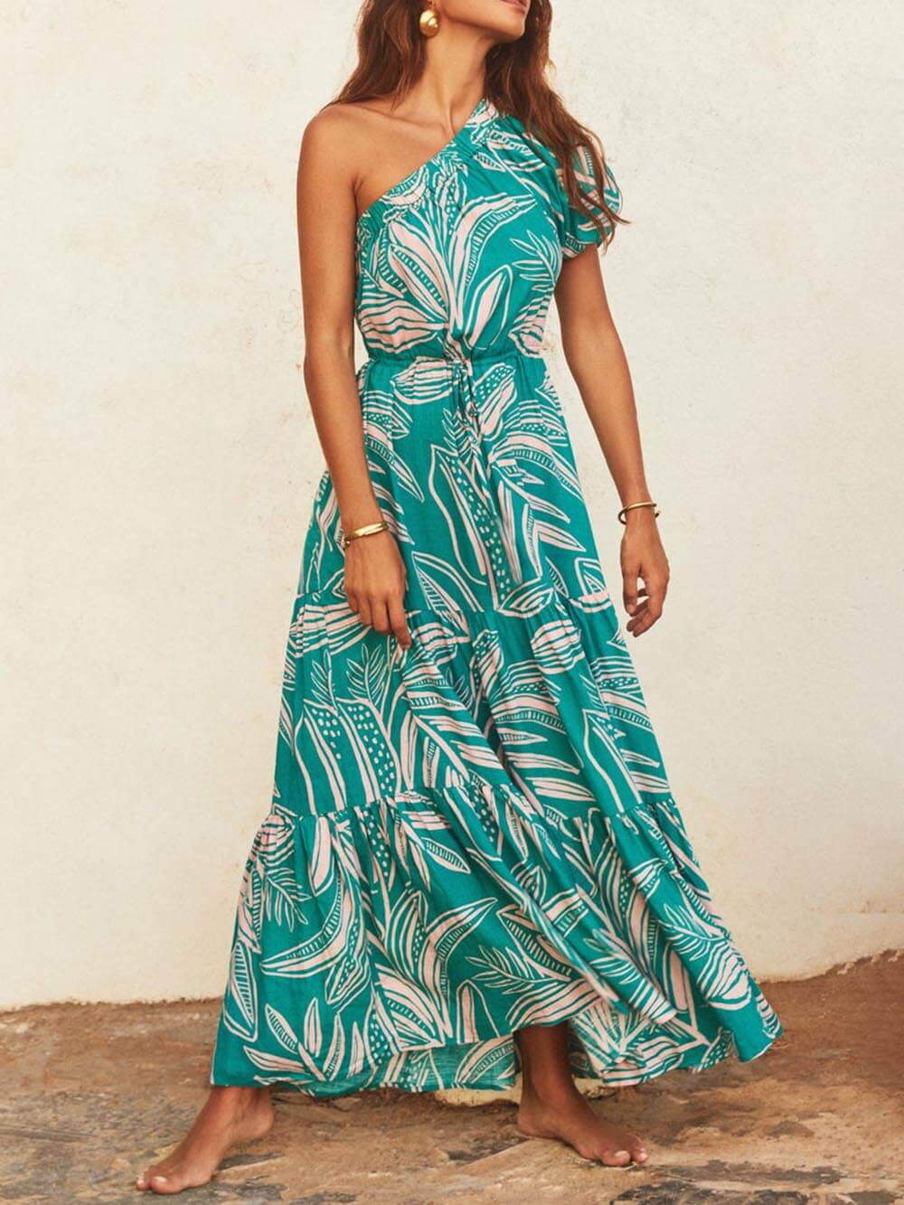 Jurk met bloemenprint Off-shoulder Palm
