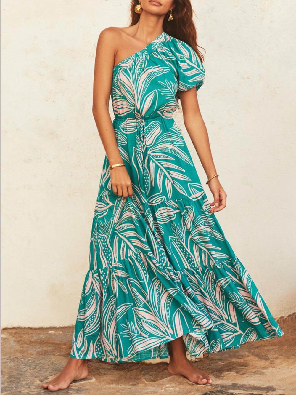 Jurk met bloemenprint Off-shoulder Palm