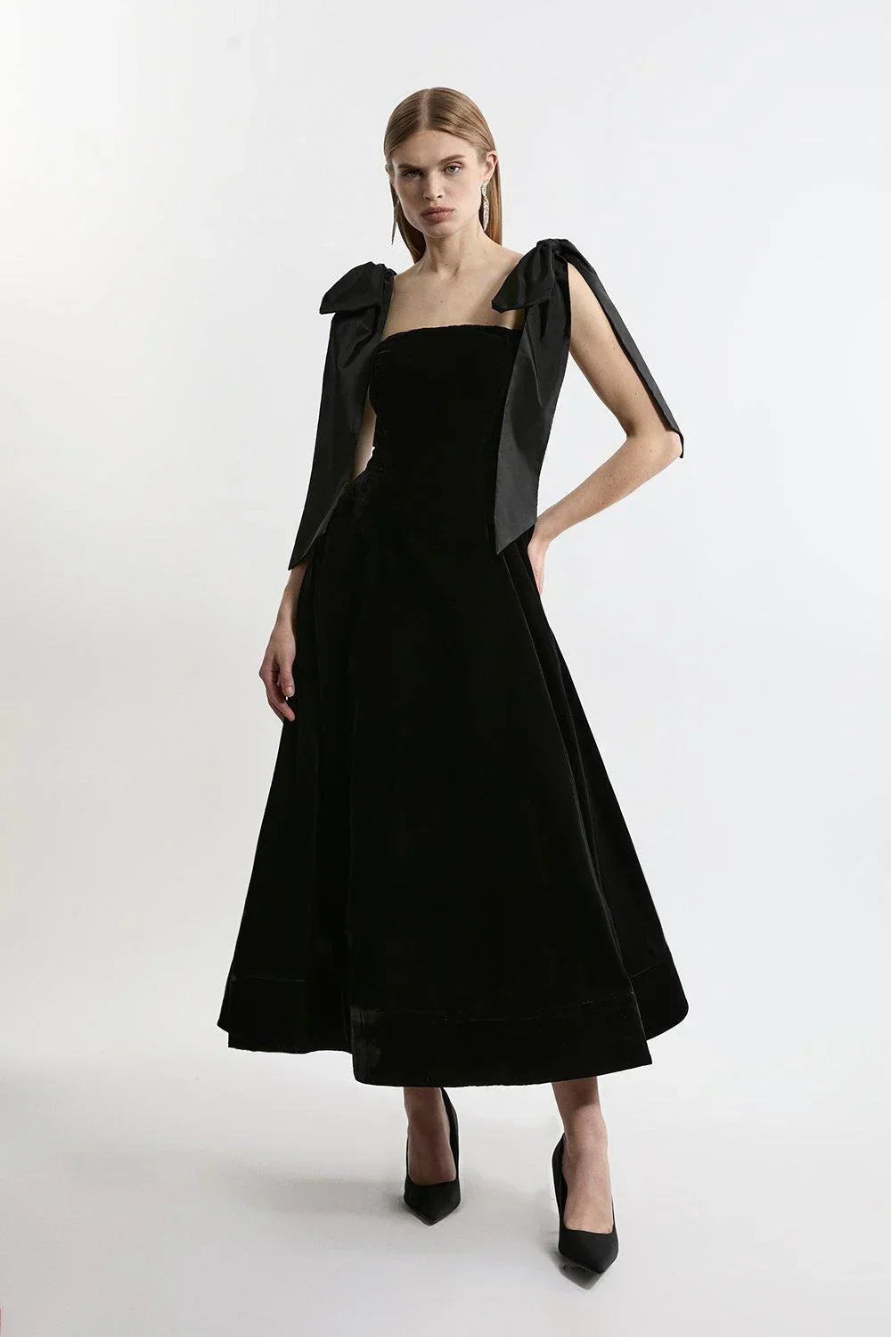 Fluwelen midi-jurk