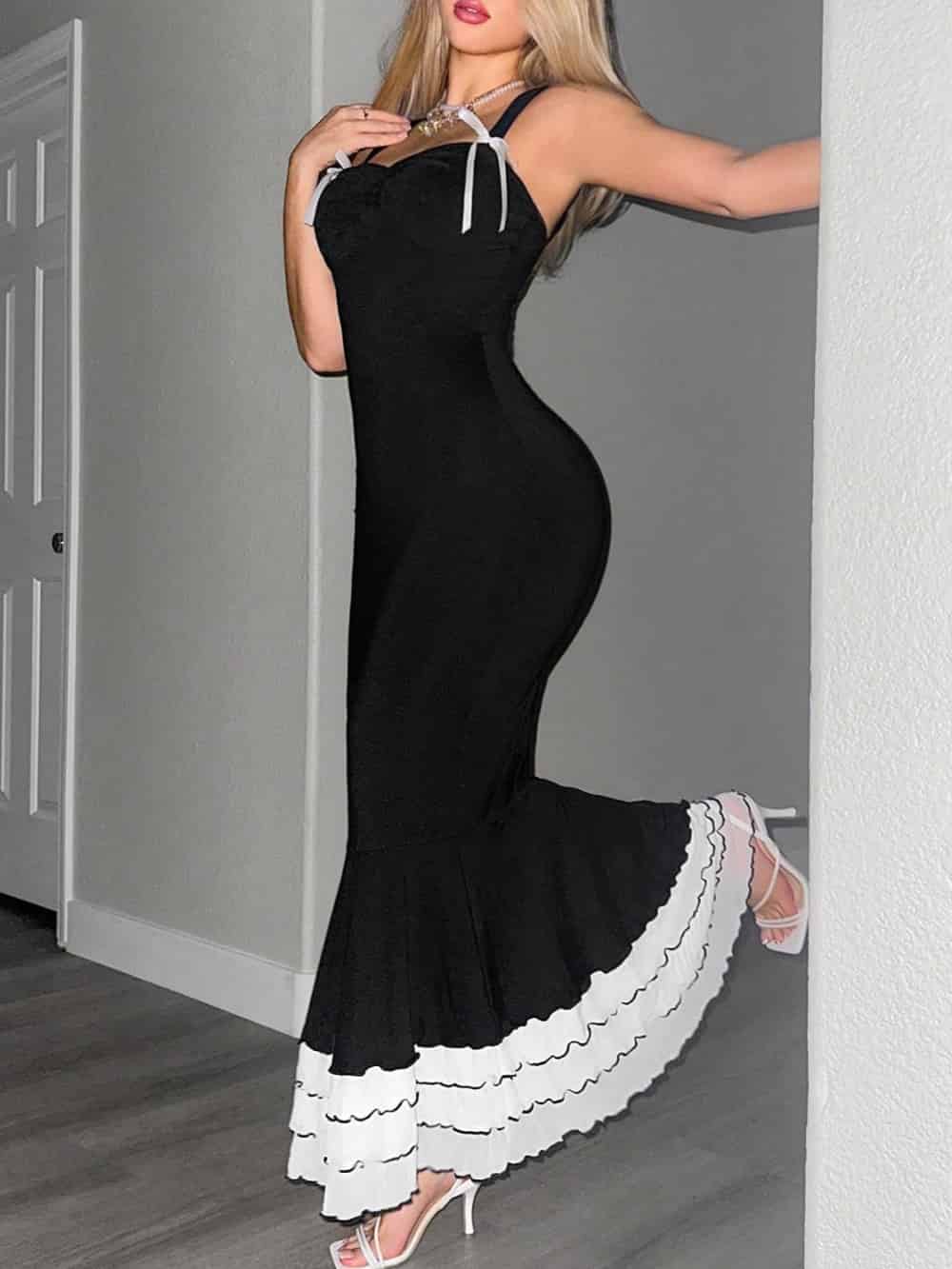 Lange slipdress Black Sweetheart