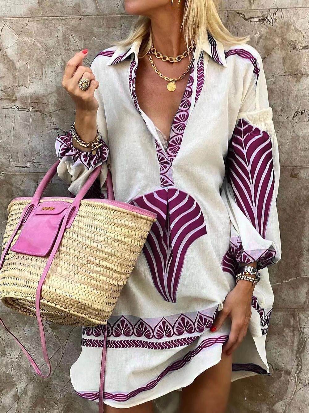Korte jurk met print Simple Unique