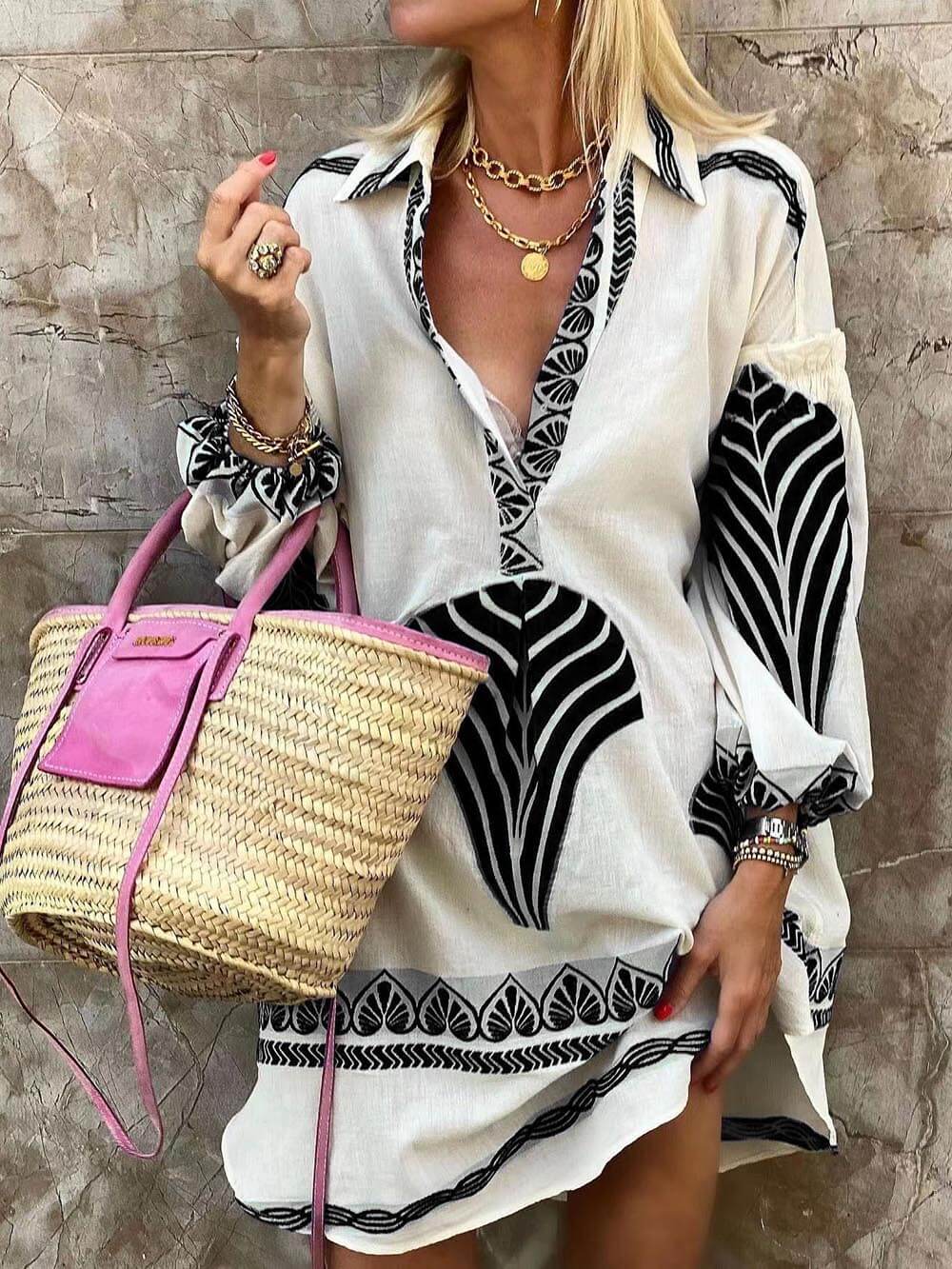 Korte jurk met print Simple Unique