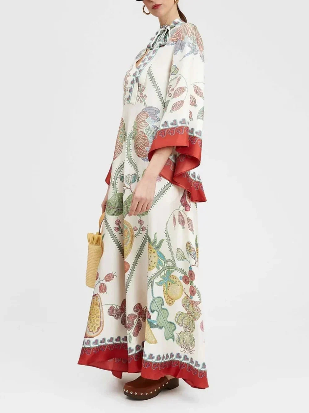 Maxi-jurk met print Hand-placed Ebony