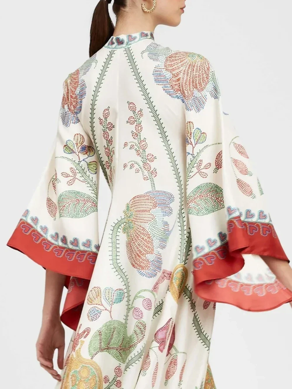 Maxi-jurk met print Hand-placed Ebony
