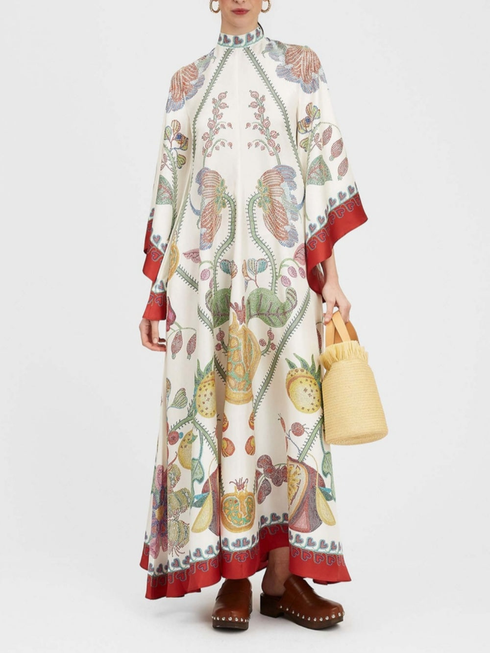Maxi-jurk met print Hand-placed Ebony