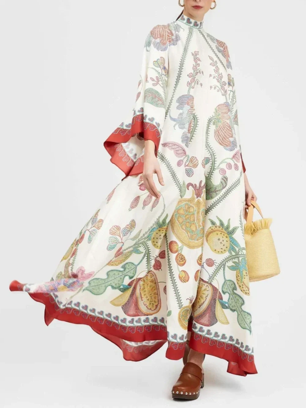 Maxi-jurk met print Hand-placed Ebony