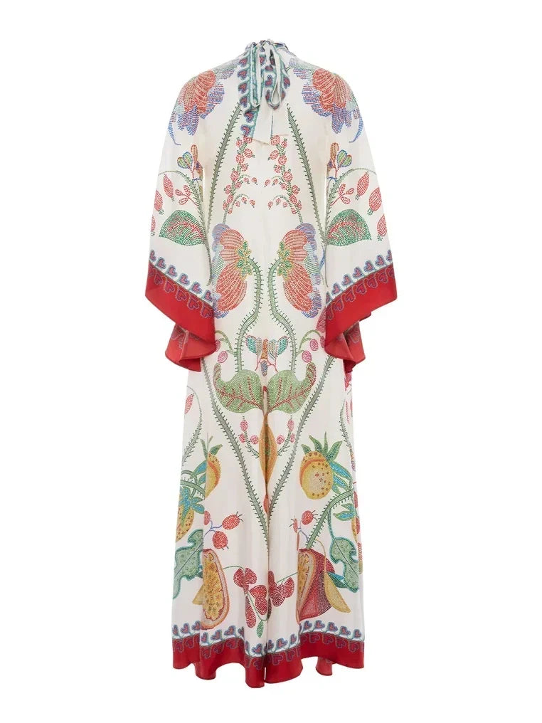 Maxi-jurk met print Hand-placed Ebony