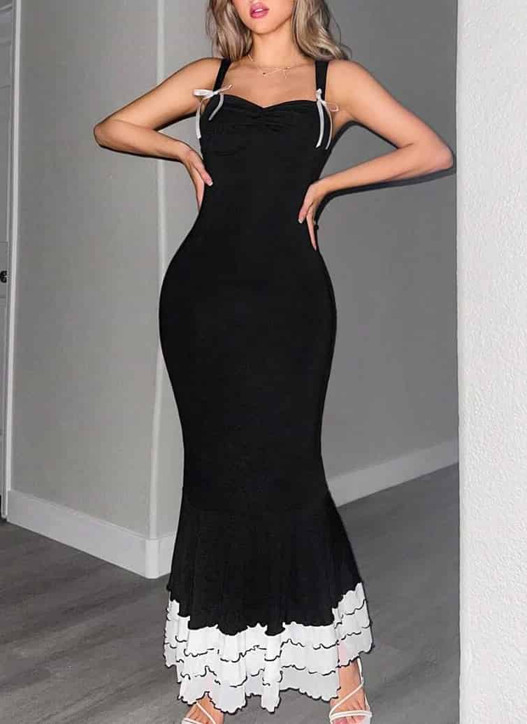 Lange slipdress Black Sweetheart