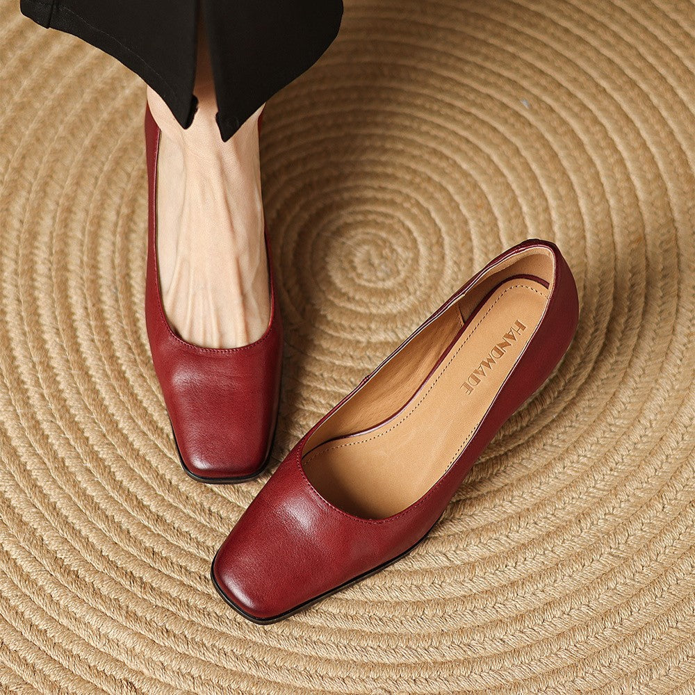 Leren pumps Theo Square-toe