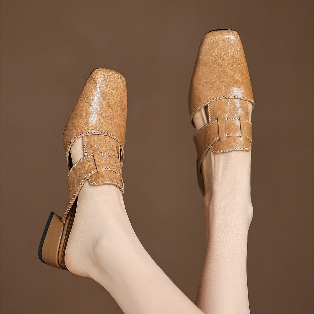 Leren mules Lawson Square-toe