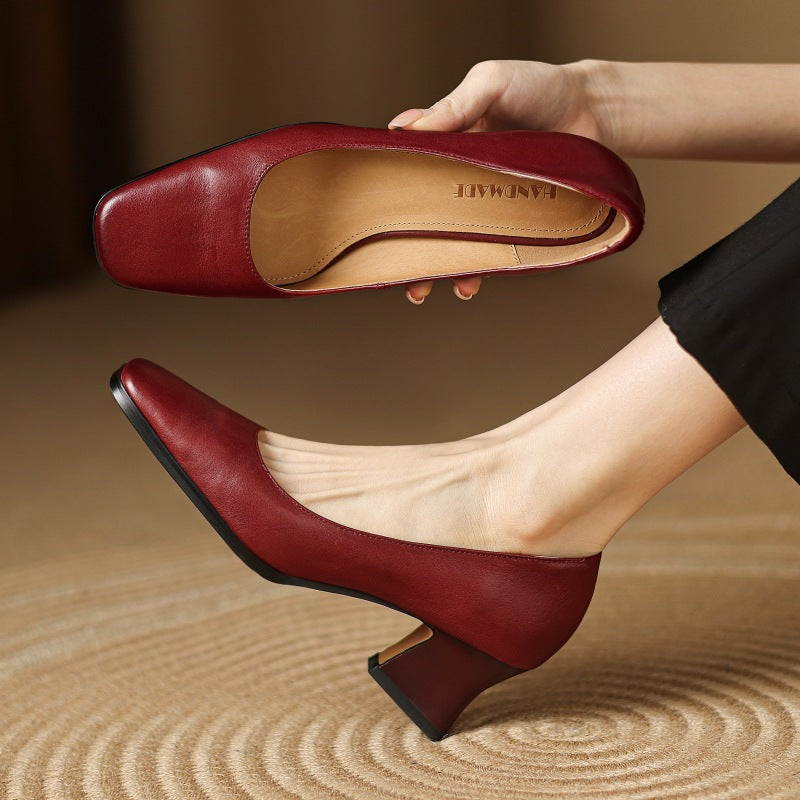 Leren pumps Theo Square-toe