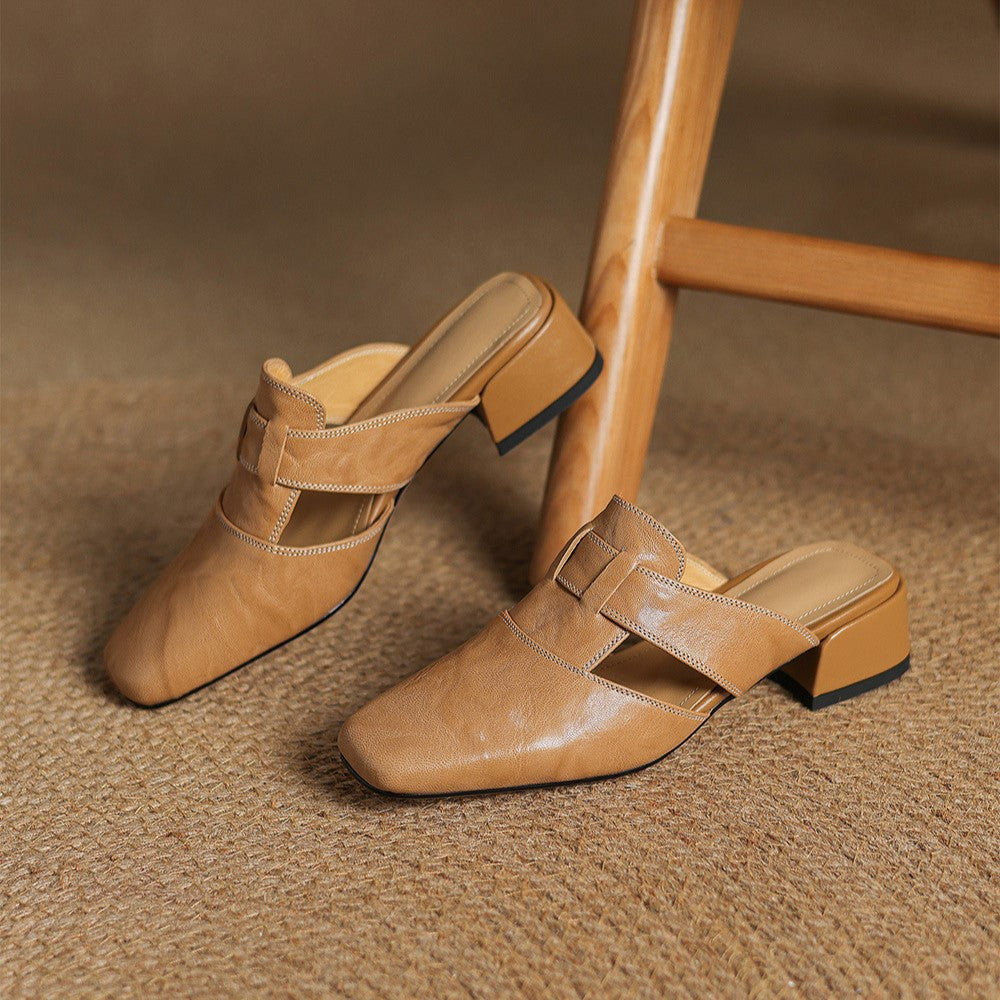 Leren mules Lawson Square-toe