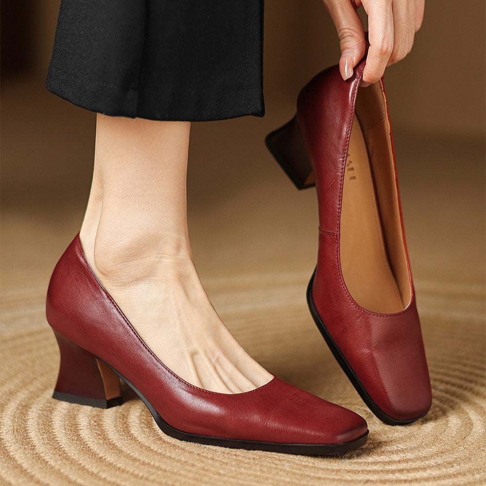 Leren pumps Theo Square-toe