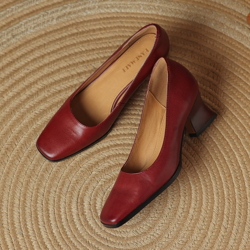 Leren pumps Theo Square-toe