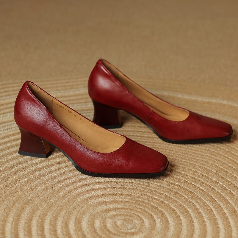 Leren pumps Theo Square-toe
