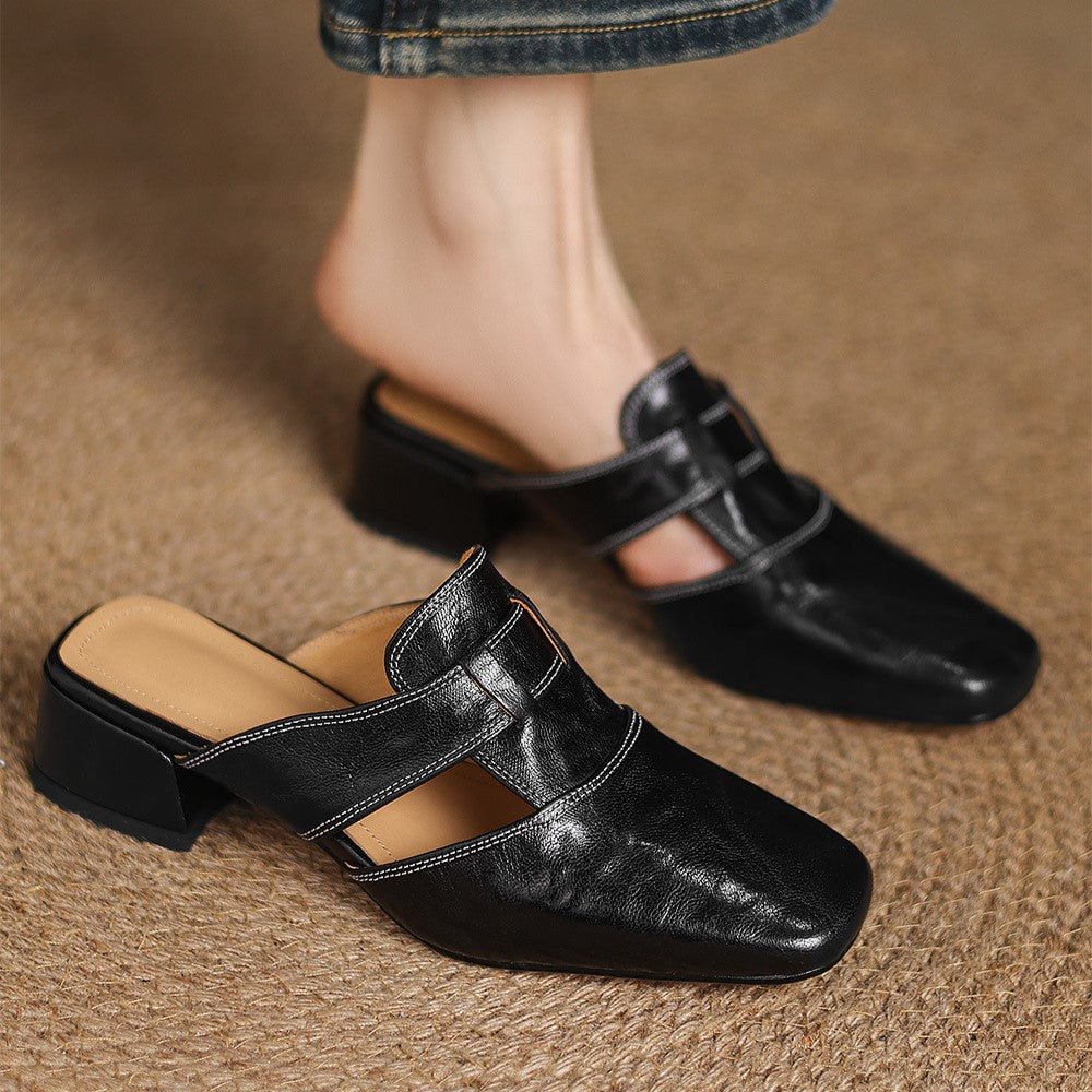 Leren mules Lawson Square-toe