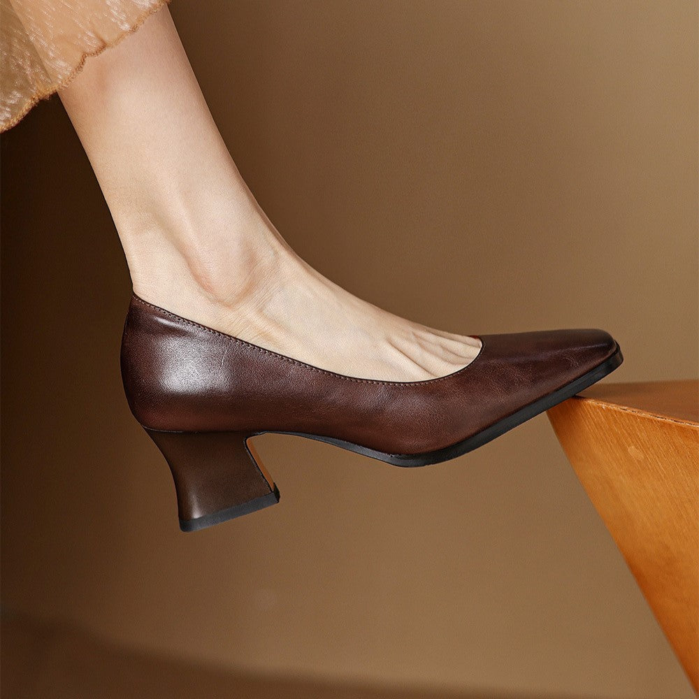 Leren pumps Theo Square-toe