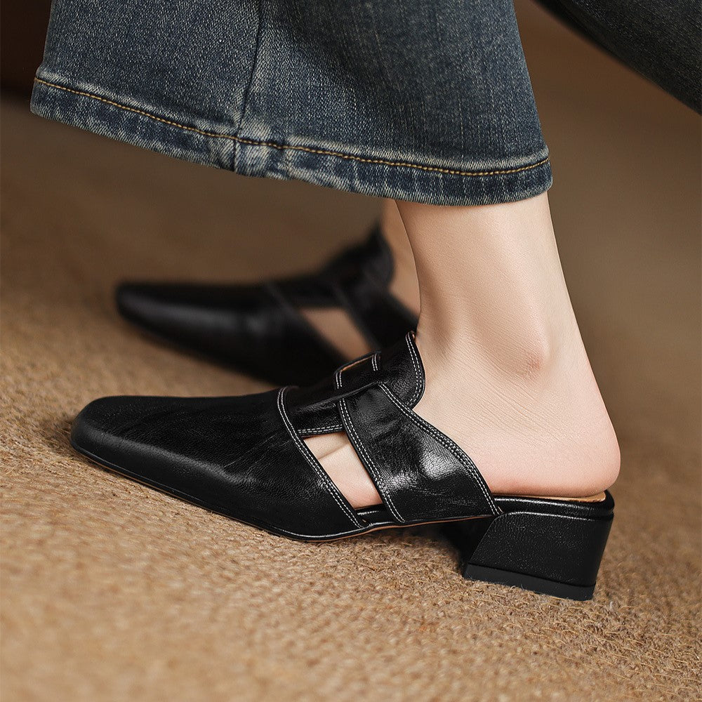 Leren mules Lawson Square-toe