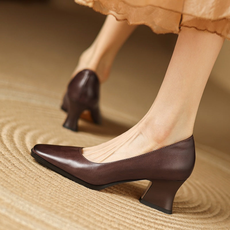 Leren pumps Theo Square-toe