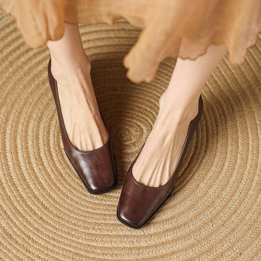 Leren pumps Theo Square-toe
