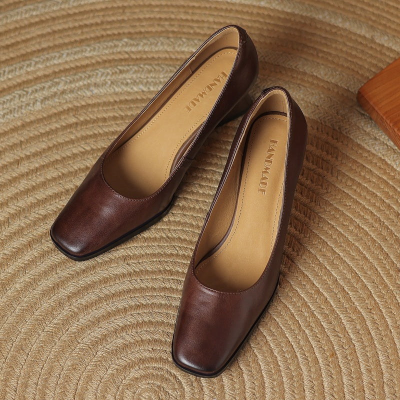 Leren pumps Theo Square-toe