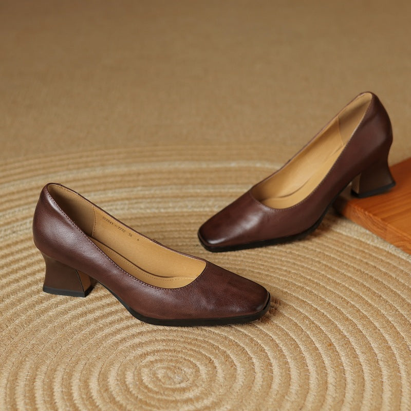 Leren pumps Theo Square-toe