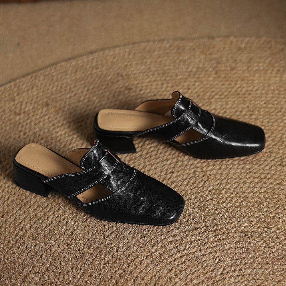 Leren mules Lawson Square-toe
