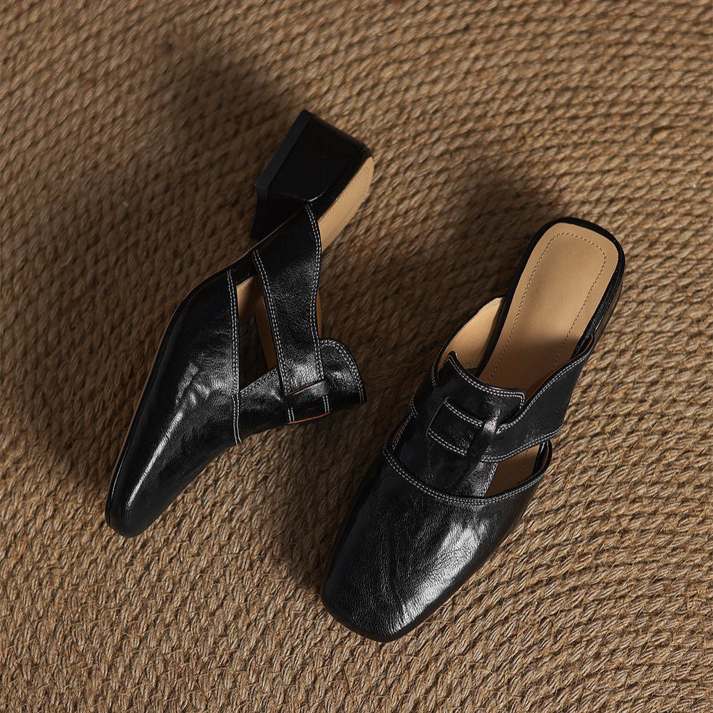Leren mules Lawson Square-toe