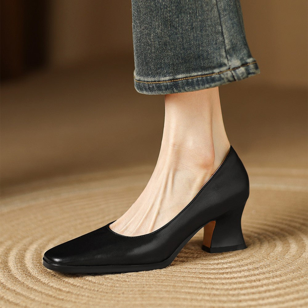 Leren pumps Theo Square-toe