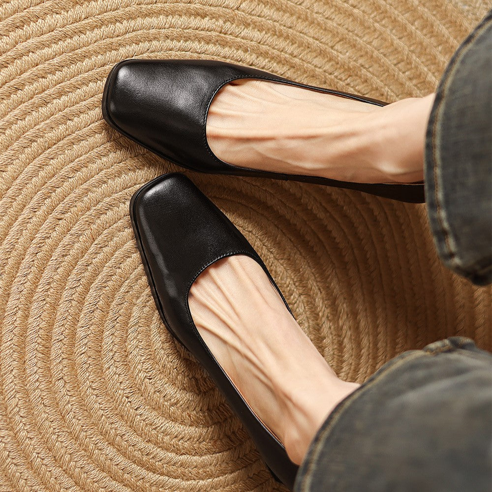 Leren pumps Theo Square-toe