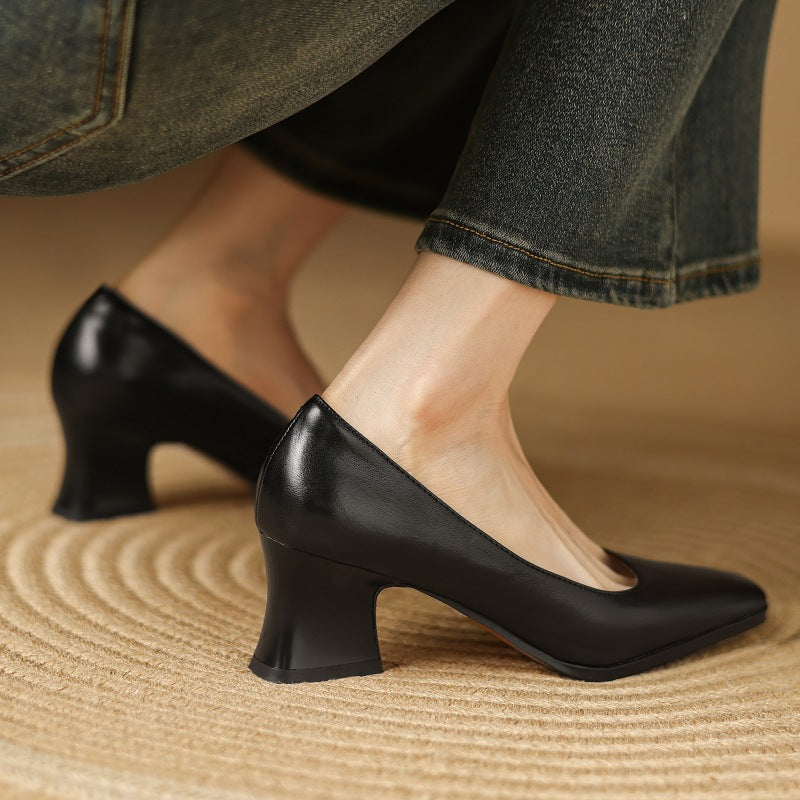 Leren pumps Theo Square-toe