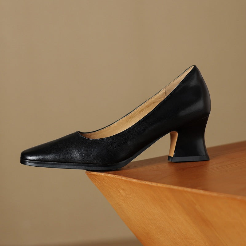 Leren pumps Theo Square-toe