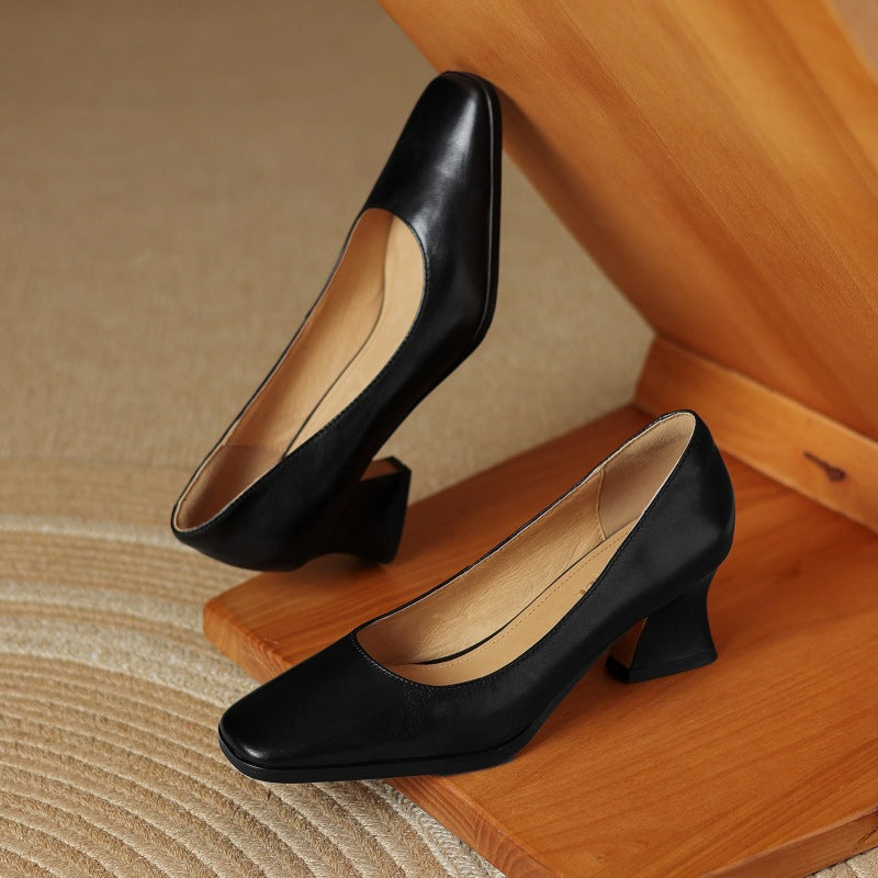 Leren pumps Theo Square-toe