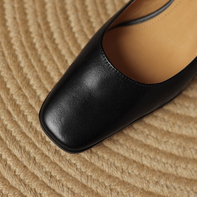 Leren pumps Theo Square-toe