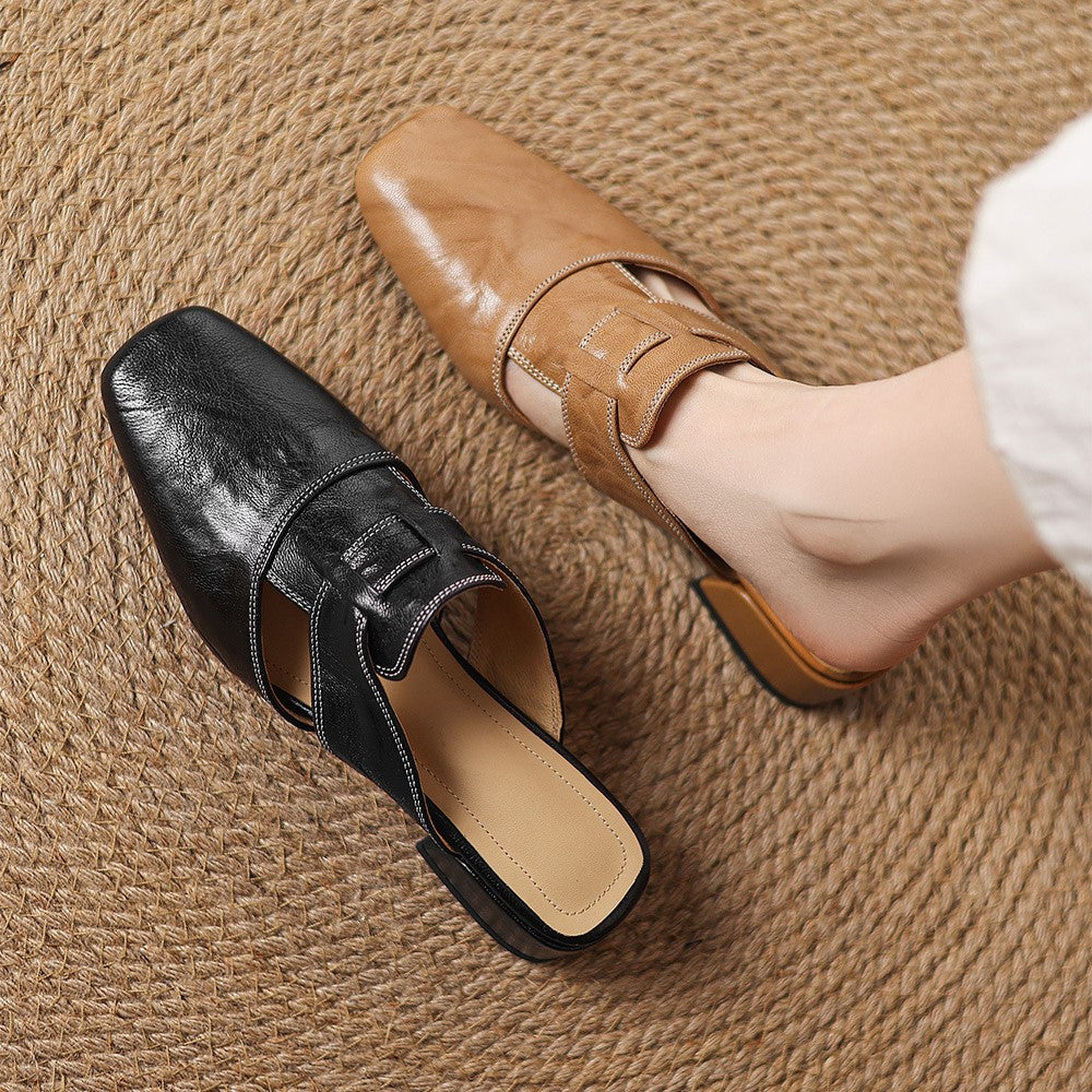 Leren mules Lawson Square-toe