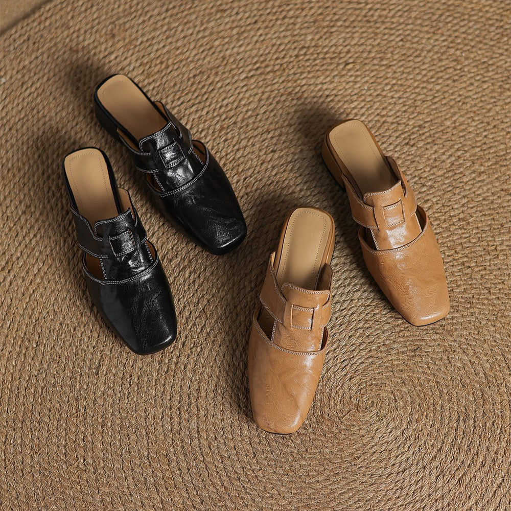 Leren mules Lawson Square-toe