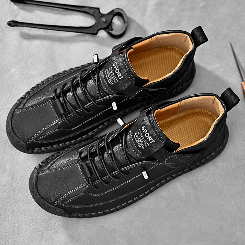 Handgemaakte leren sneakers Calder